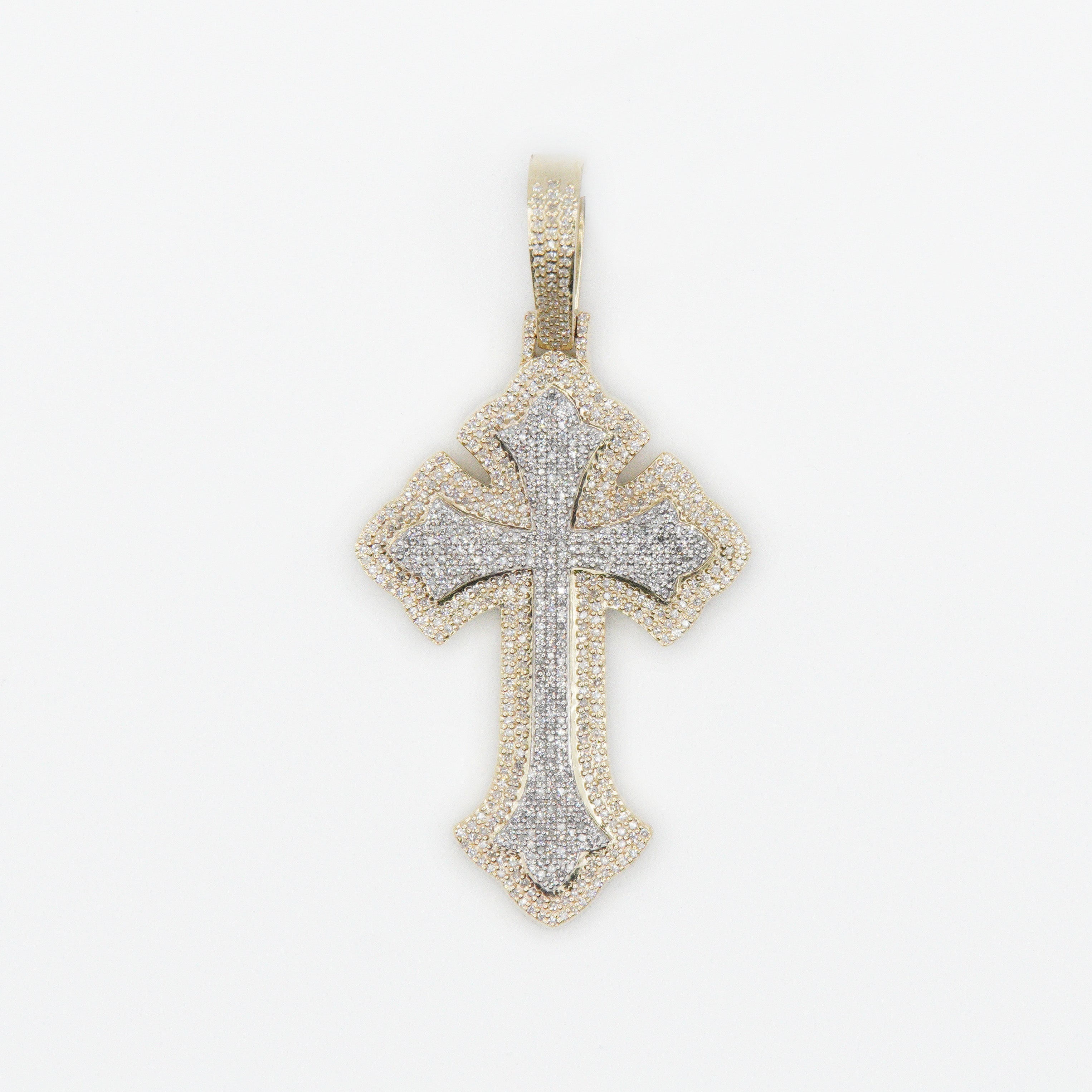 10k Solid Gold Diamond Elevated Cross Cage Back 60196