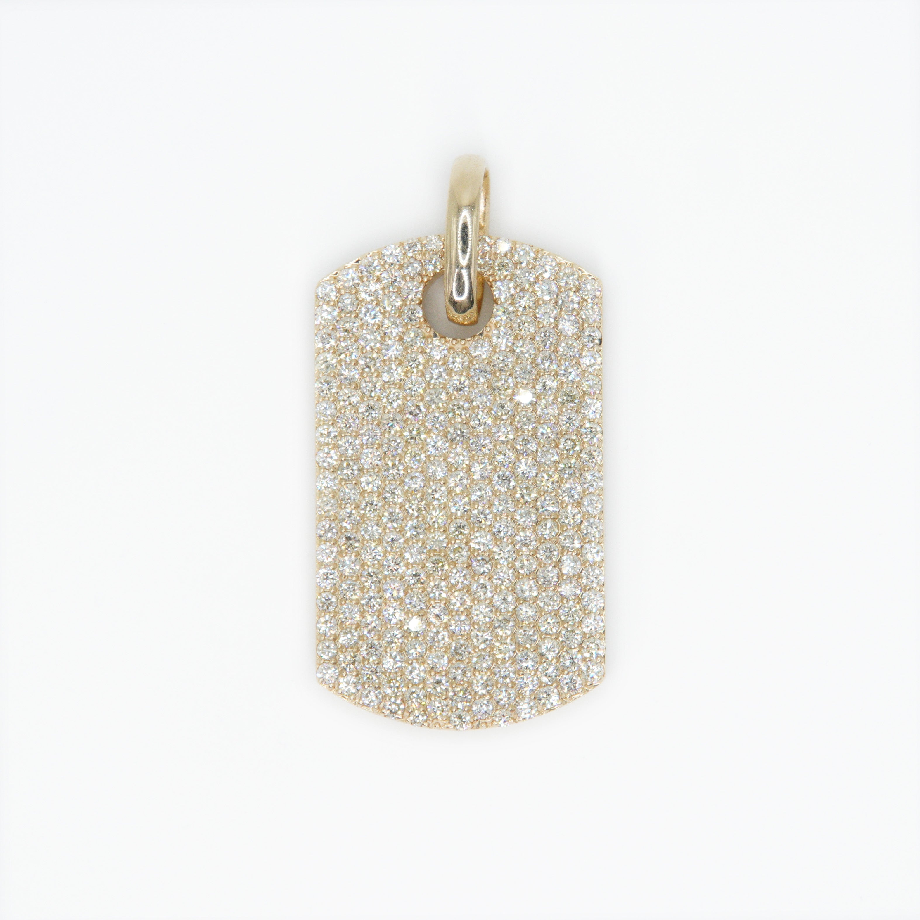 14k gold Vermil dog tag with simulated outlets Vvs lab diamonds