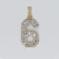 Solid 10k Gold Baguette Diamond 3D Large Number Pendants