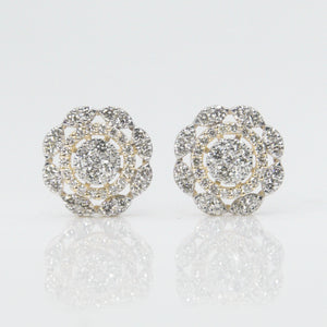 14k Gold VS Diamond 12mm Circle Flower Earrings 50001