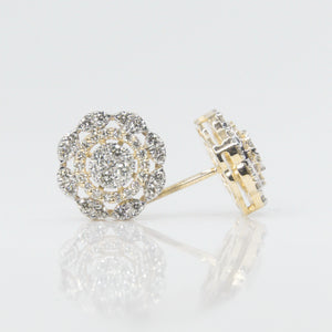 14k Gold VS Diamond 12mm Circle Flower Earrings 50001