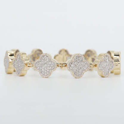 14k Solid Gold VVS Diamond 15mm Clover Bracelet