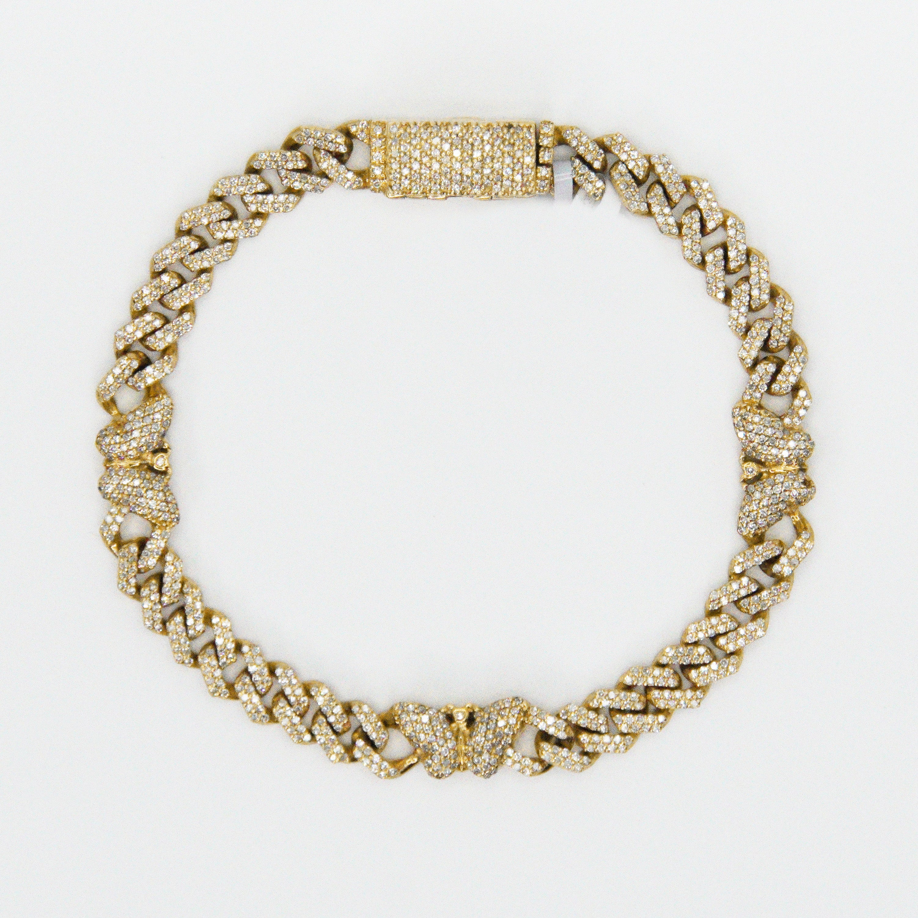10k Solid Gold 7mm Diamond Butterfly Cuban Link Bracelet 20063