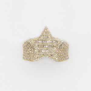 10k Solid Gold Baguette Diamond Star Ring