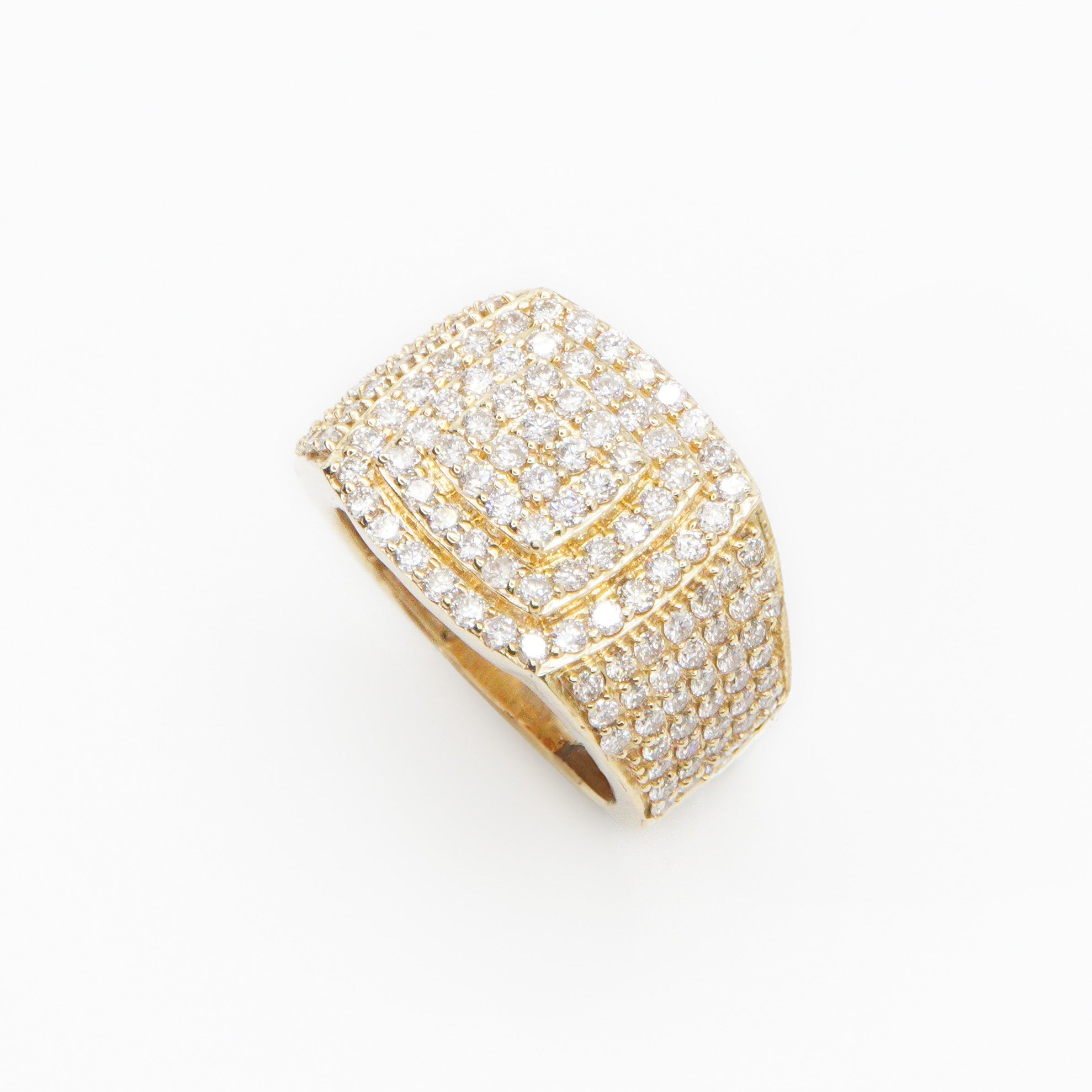 10k Solid Gold Diamond Men's Square Cake Ring