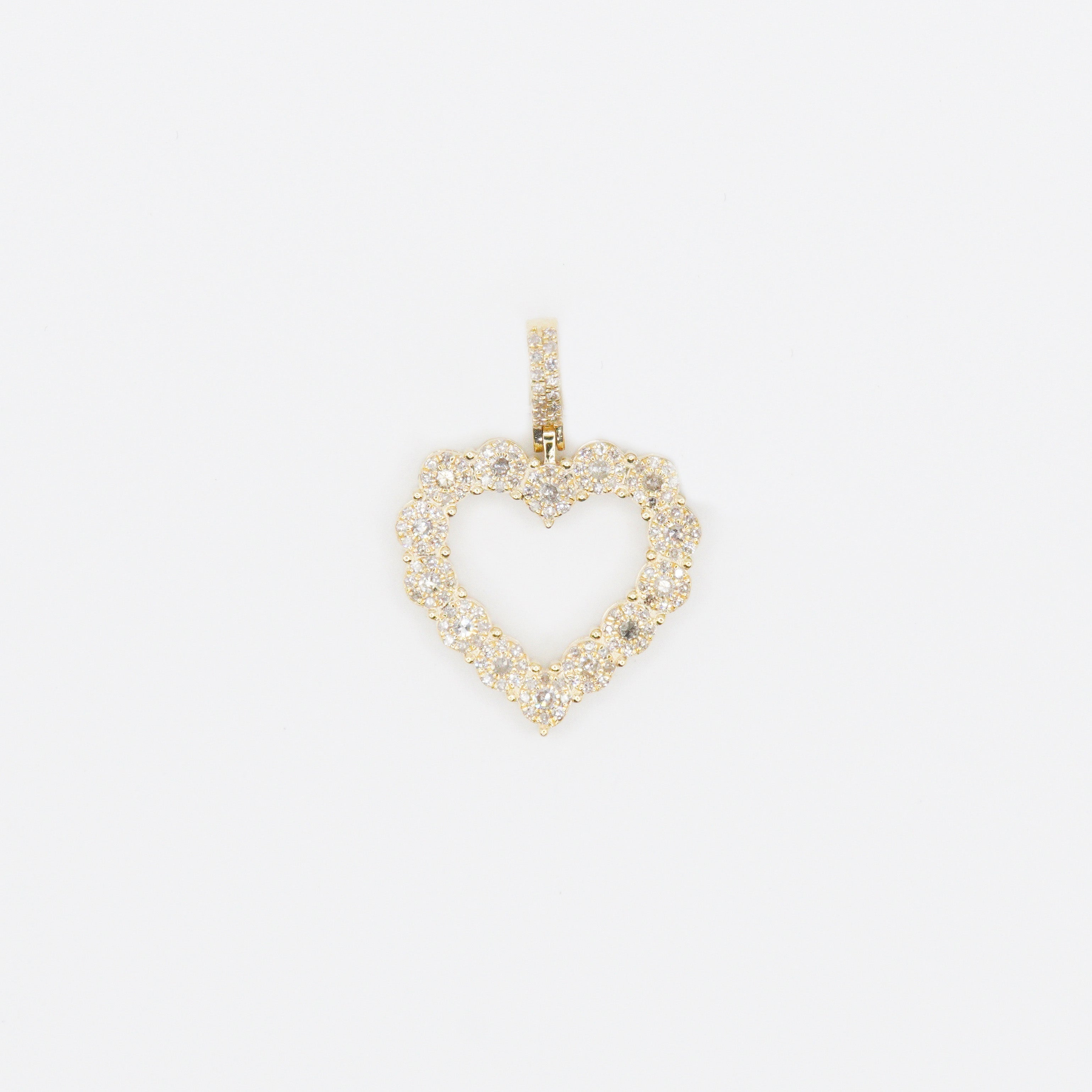 10k Yellow Gold Diamond Halo on sale Heart Pendant Charm