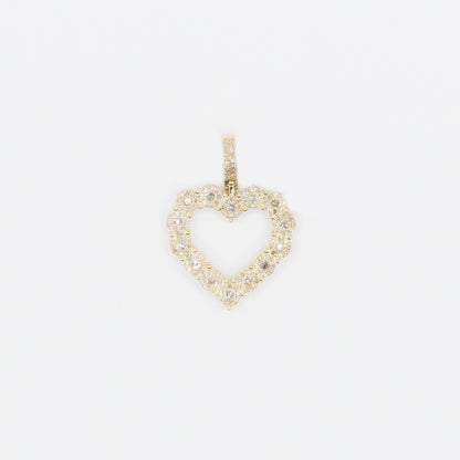 10k Solid Gold Diamond Halo Heart Pendant