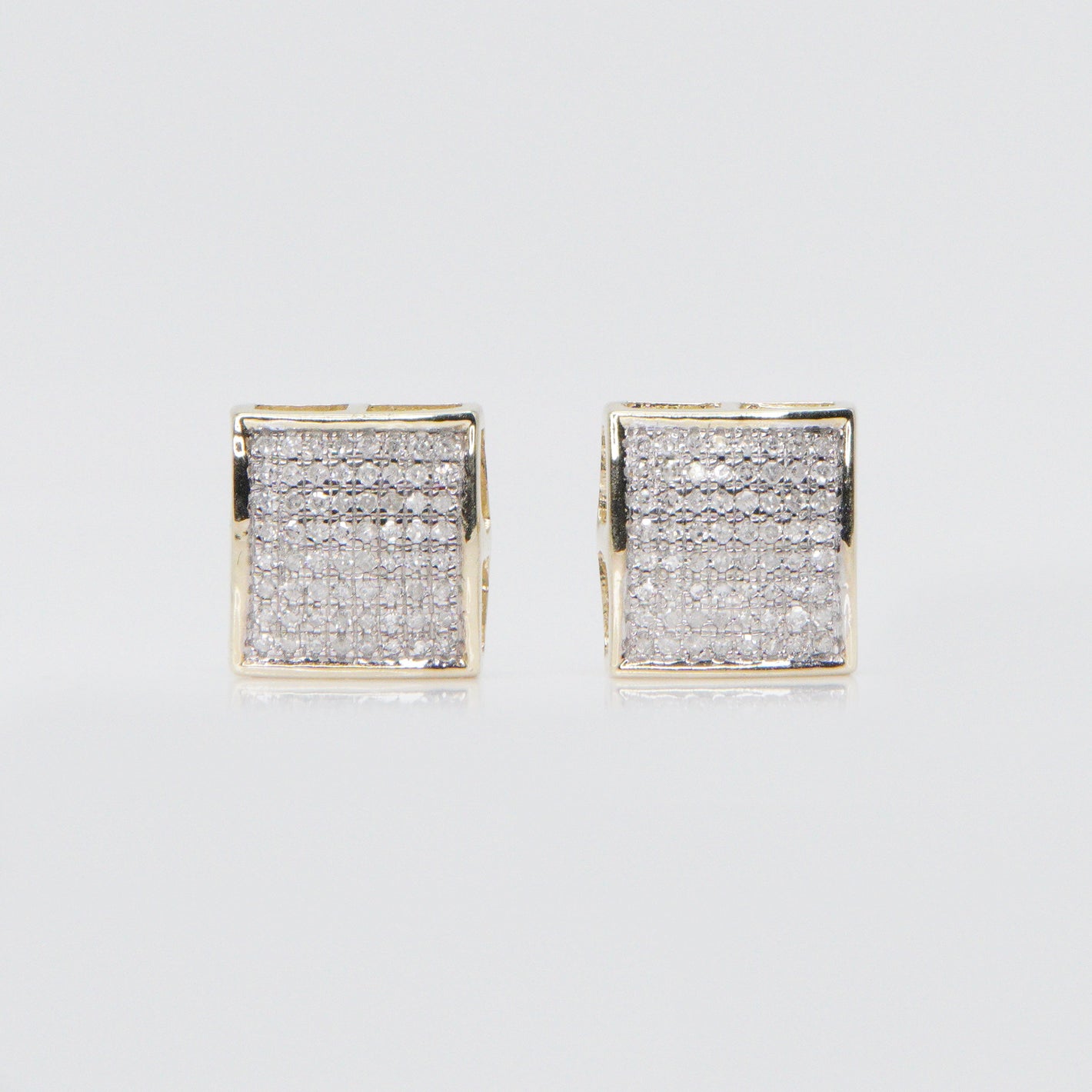 10k Solid Gold 12mm Square Dome Earrings