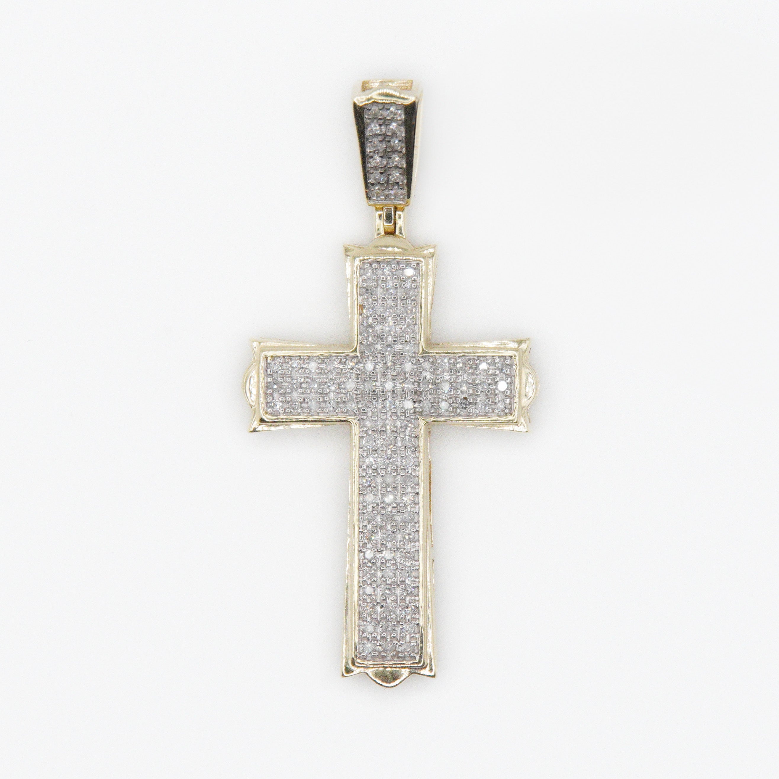 Solid 10k Gold Diamond Cross Pendant
