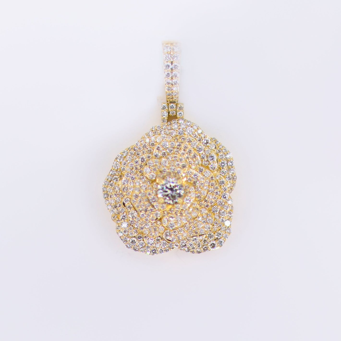 14k Solid Gold VS1 Diamond 3D Rose Pendant - 60482