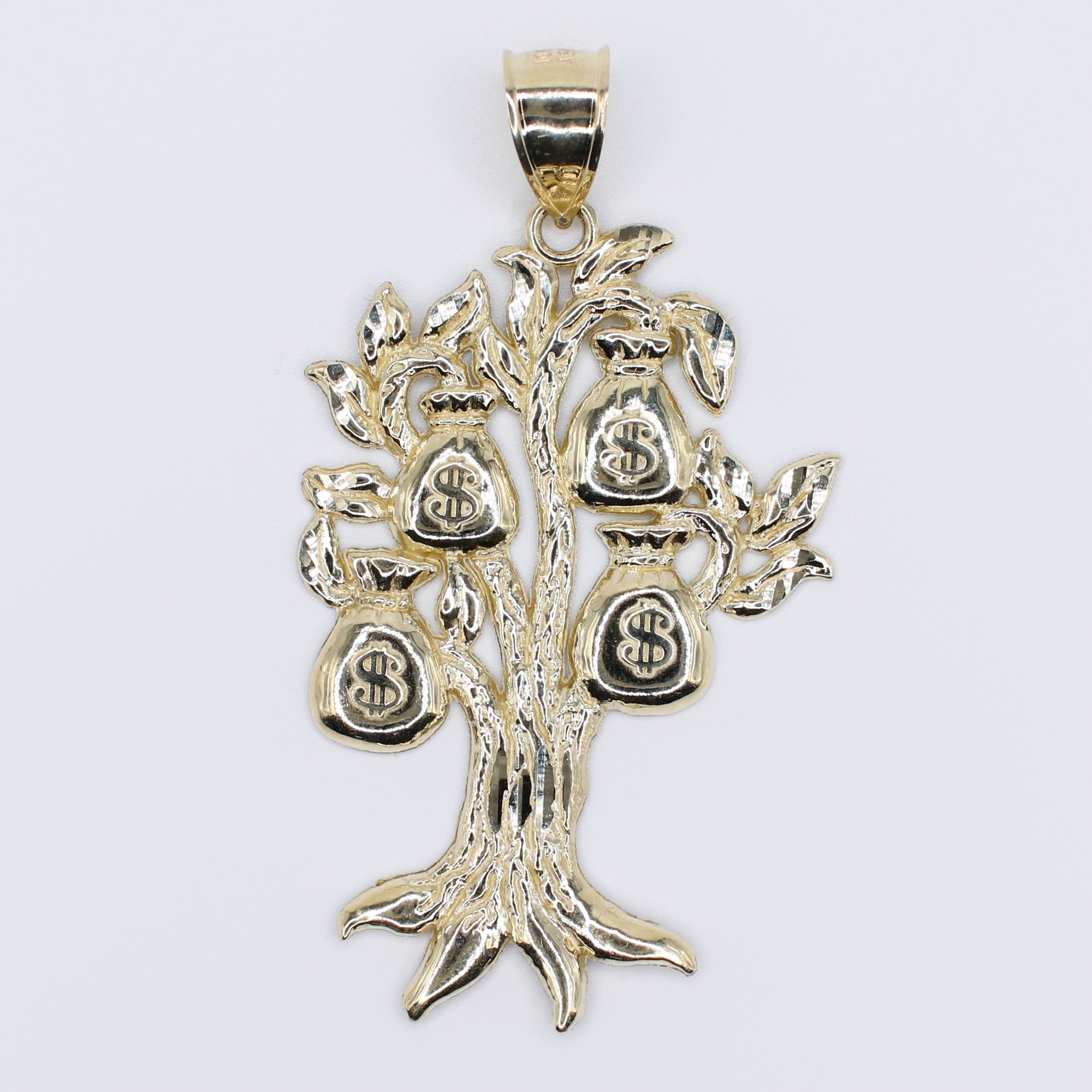 gold money tree 10k Hollow Gold Money Tree Pendant -60530