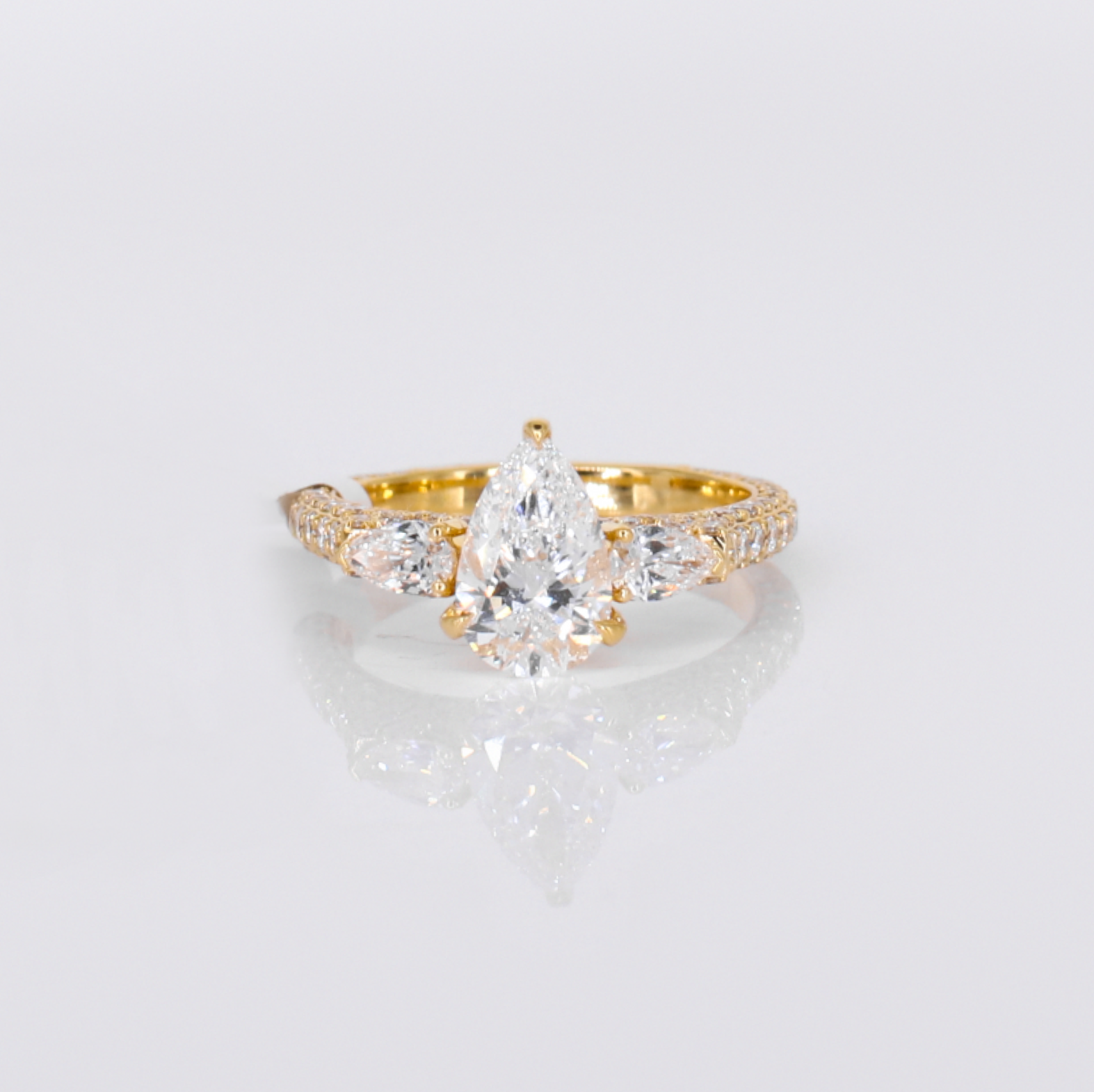 14k Solid Gold Lab Diamond Pear Cut Engagement Ring - 30366