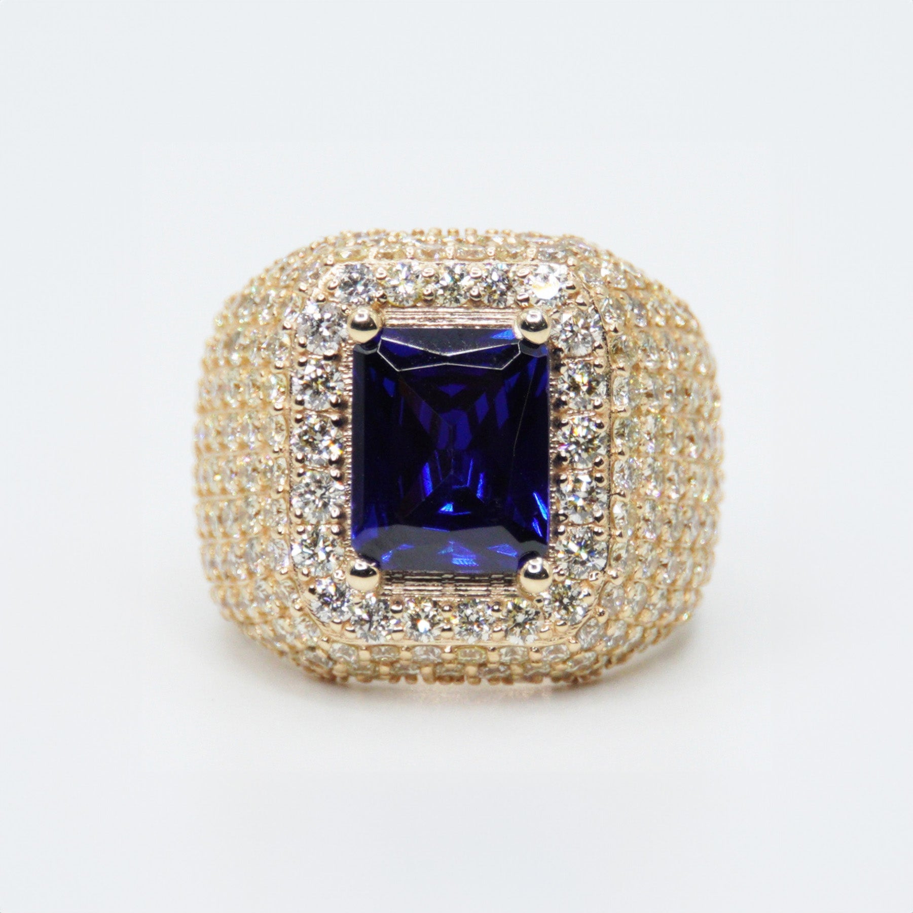 14k Solid Gold VS1 Diamond XL Sapphire Championship Ring