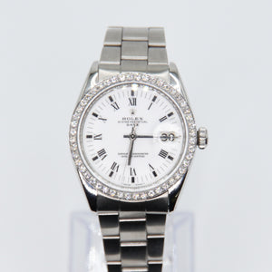 Rolex Date 34mm 1501 White Dial - Diamond Bezel