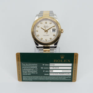 Rolex Datejust 41mm 116333 - 18k Gold & Stainless Steel - White Diamond Dial