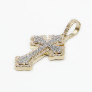 10k Solid Gold Diamond 3D Edge Cross - Cage Back - 60196