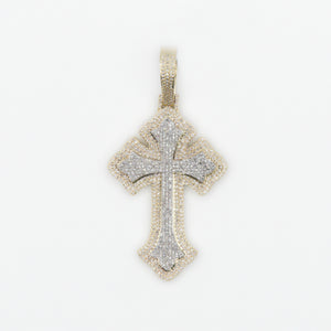 10k Solid Gold Diamond 3D Edge Cross - Cage Back - 60196