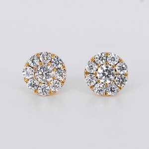 14k Solid Gold 10.5mm Lab Diamond Cluster Earrings - 50328