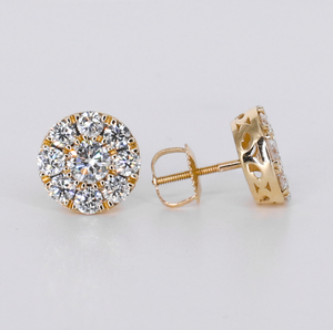 14k Solid Gold 10.5mm Lab Diamond Cluster Earrings - 50328