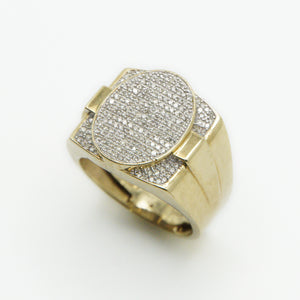 10k Solid Gold Diamond Elevated Oval Ring - 30171