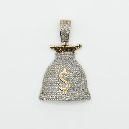 10k Solid Gold Diamond Money Bag Pendant - 60246