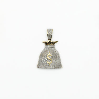 10k Solid Gold Diamond Money Bag Pendant - 60246