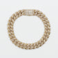 10k Solid Gold 10mm Baguette Lock Diamond Cuban Bracelet - 20153