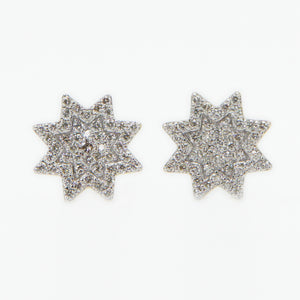 14k Solid Gold 11mm VS1 Diamond Octagram Star Earrings - 50169