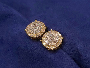 14k Solid Gold VS1 Diamond 9.5mm Cake Cluster Earrings