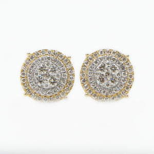 14k Solid Gold 12mm VS1 Diamond XL 3D Cake Earrings - 50173