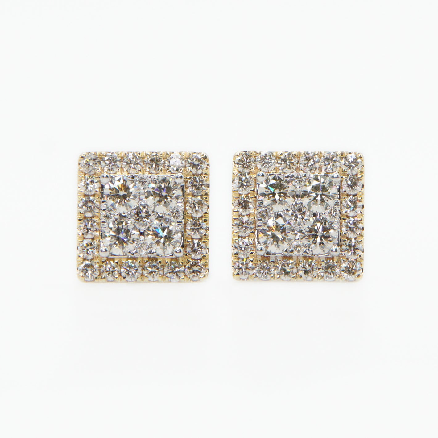 14k Solid Gold 12mm VS1 Diamond 3D Square Earrings - 50176