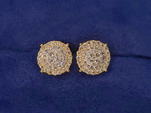 14k Solid Gold VS1 Diamond 9.5mm Cake Cluster Earrings