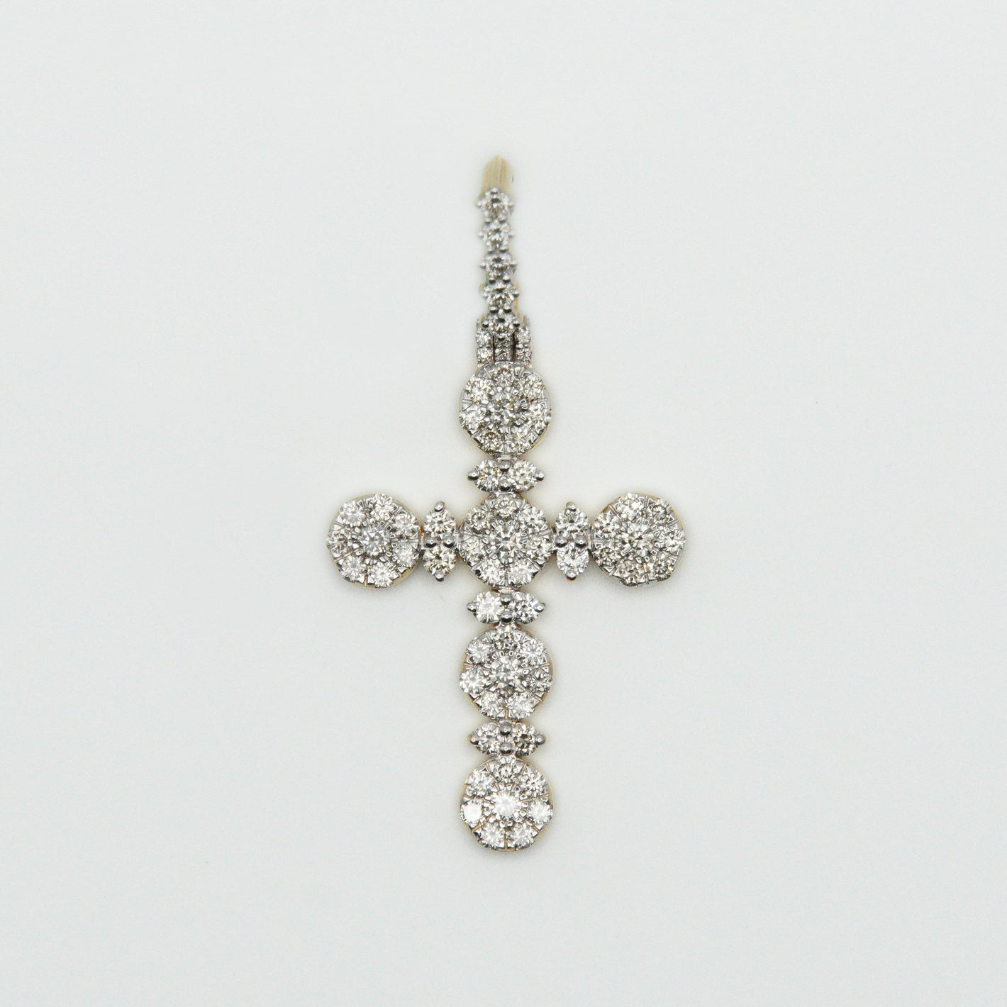 14k Solid Gold VS1 Diamond 2" Cluster Cross - 60247