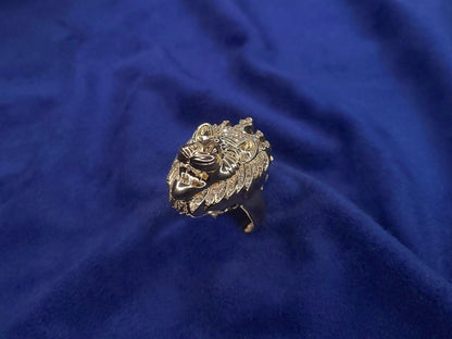 10k Solid Gold Diamond Jumbo 3D King Lion Men's Ring