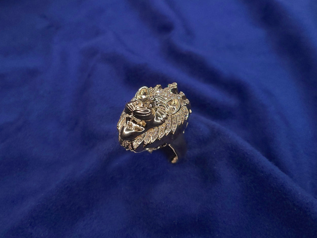10k Solid Gold Diamond Jumbo 3D King Lion Men's Ring