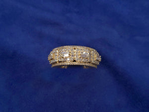 14k Solid Gold Baguette Diamond Square Cluster Band