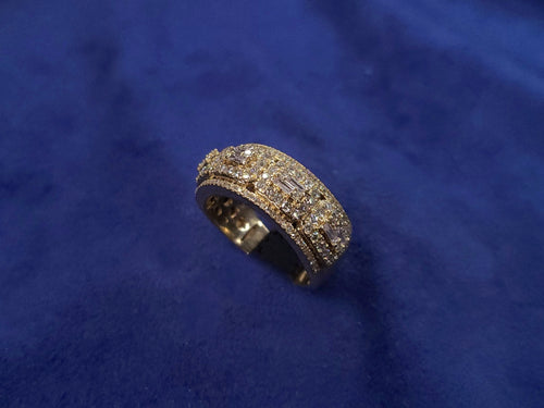 14k Solid Gold Baguette Diamond Square Cluster Band