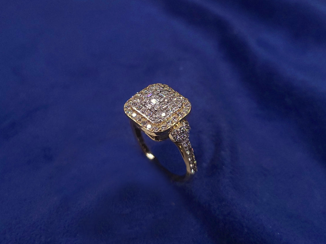 10k Solid Gold VS Diamond Square Engagement Ring