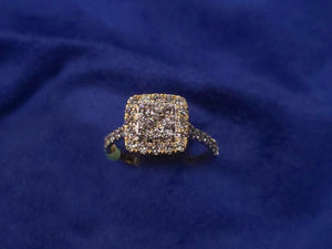 14k Solid Gold VS Diamond Square Engagement Ring Set