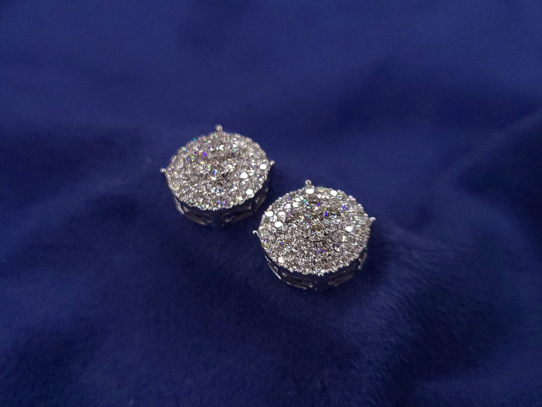 14k Solid Gold 12mm VS1 Diamond Cluster Earrings
