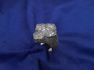 10k Solid Gold Baguette Flooded Diamond XL Motif Cross Ring
