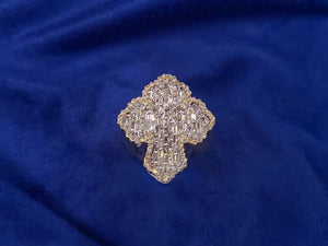 10k Solid Gold Baguette Diamond XL Motif Cross Ring