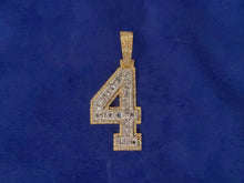Load image into Gallery viewer, Solid 10k Gold Baguette Diamond 3D Large Number Pendants