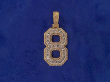 Load image into Gallery viewer, Solid 10k Gold Baguette Diamond 3D Large Number Pendants