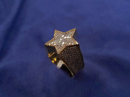 10k Solid Gold Brick-Cut Baguette VS Diamond Star Ring