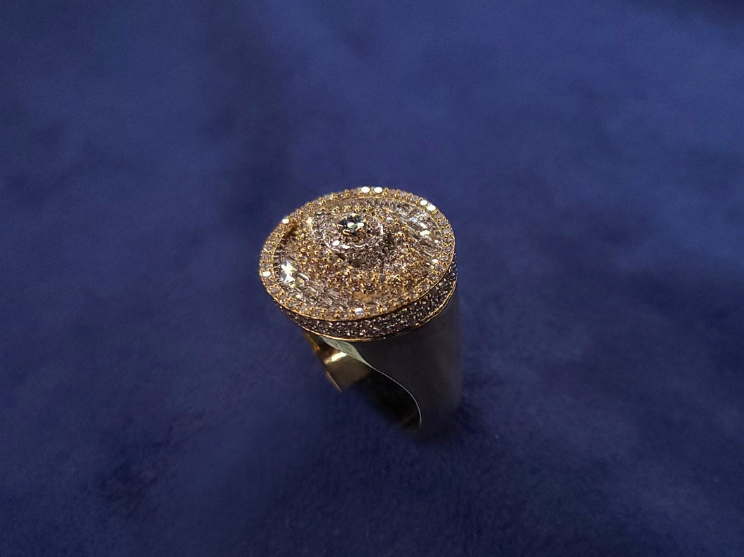 10k Solid Gold Brick-Cut Baguette VS Diamond Evil Eye Ring