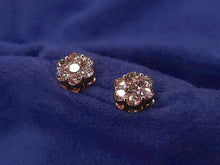Load image into Gallery viewer, 14k Solid Gold 8mm Custom Flower VS Diamond Earrings