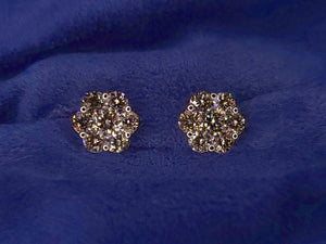 14k Solid Gold 8.5mm Flower VS Diamond Earrings