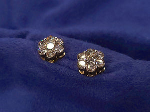 14k Solid Gold 8mm Custom Flower VS Diamond Earrings