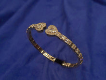 Load image into Gallery viewer, Solid 10k Gold Baguette 3D Heart Cuff Bangle